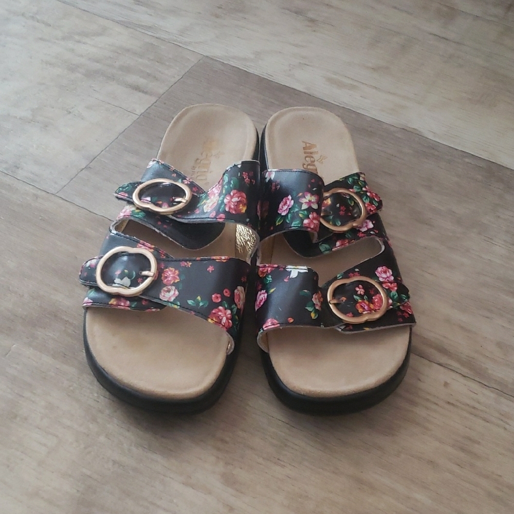 Alegria Black and Pink Sandals with Wide Straps